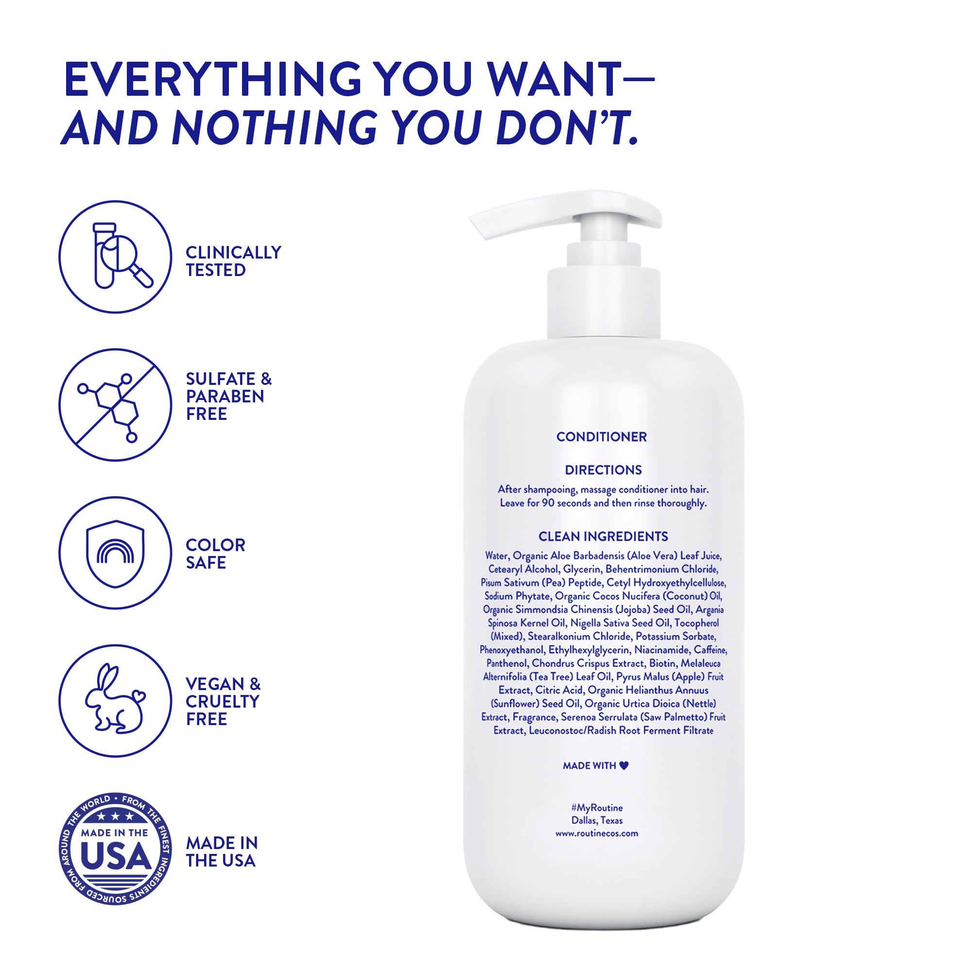 Routine Wellness conditioner staged in bathroom lifestyle scene for daily routine benefit
