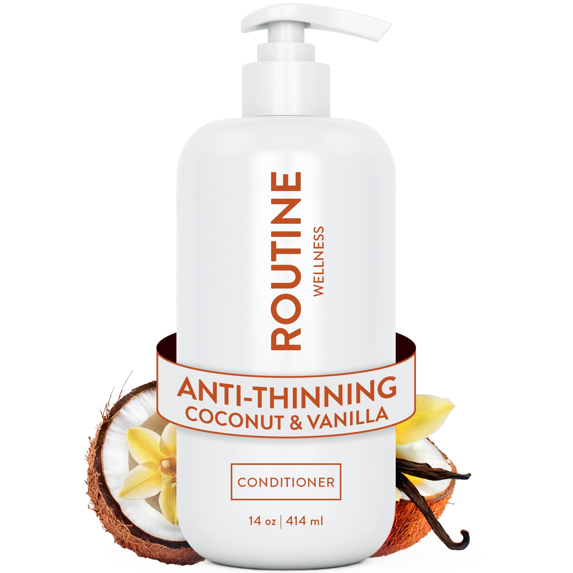 Routine Wellness front packaging showing coconut vanilla scent and volumizing benefit