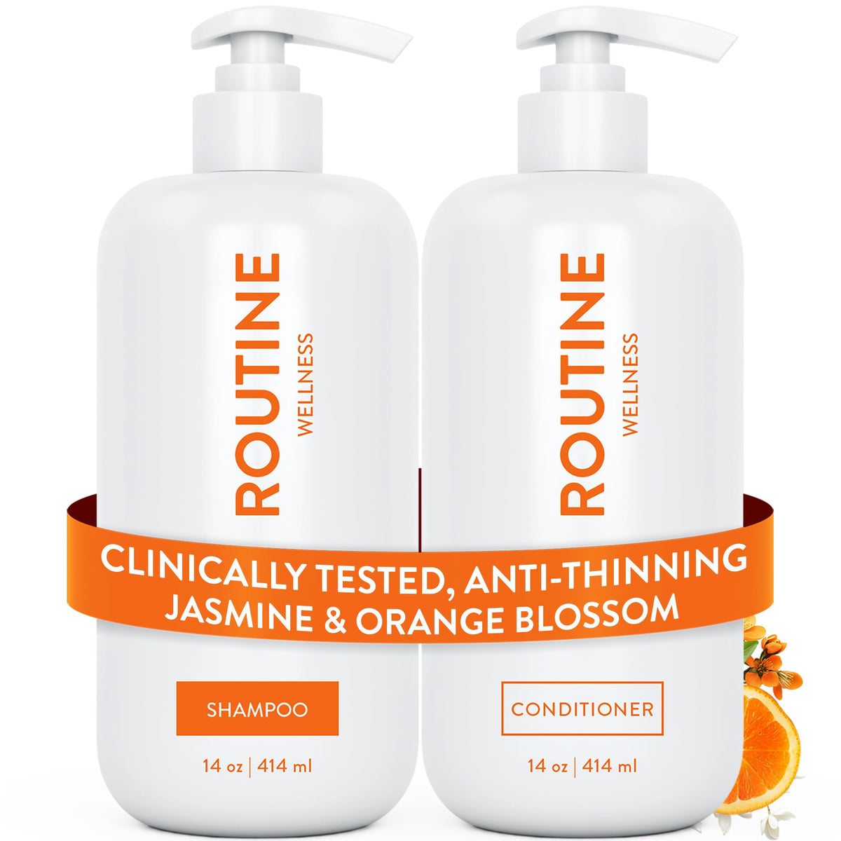 Routine Wellness front packaging showing jasmine orange blossom and volumizing benefits