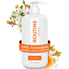 Routine Wellness front packaging showing jasmine orange blossom scent and volume benefit