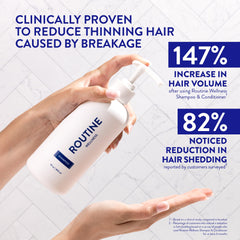 Routine Wellness pump close-up highlighting label and ease-of-use for daily care