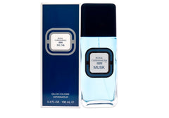 Royal Copenhagen label close-up highlighting fragrance name and vintage appeal benefit