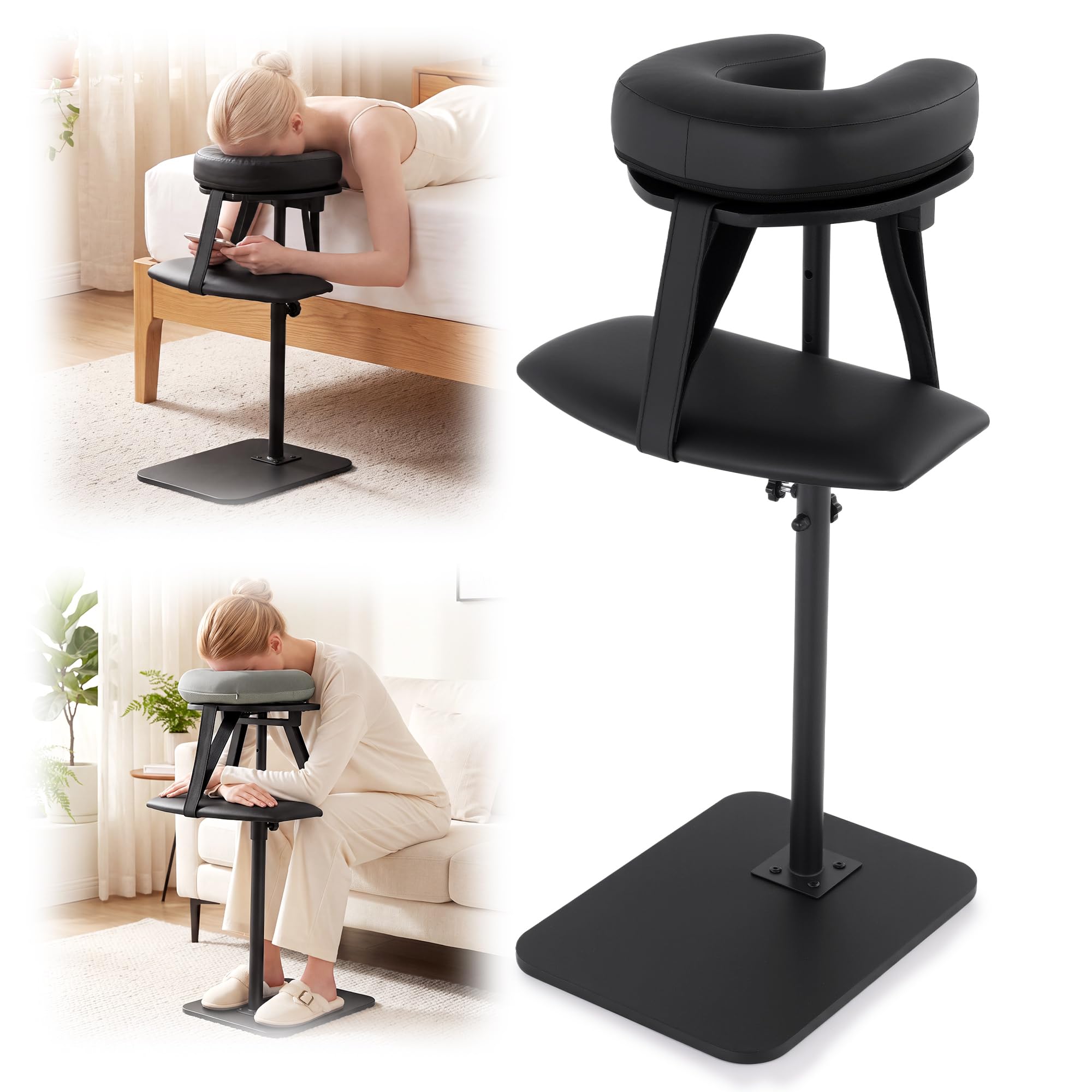 ROYALAY front view of freestanding headrest showing stable base and cradle for easy setup