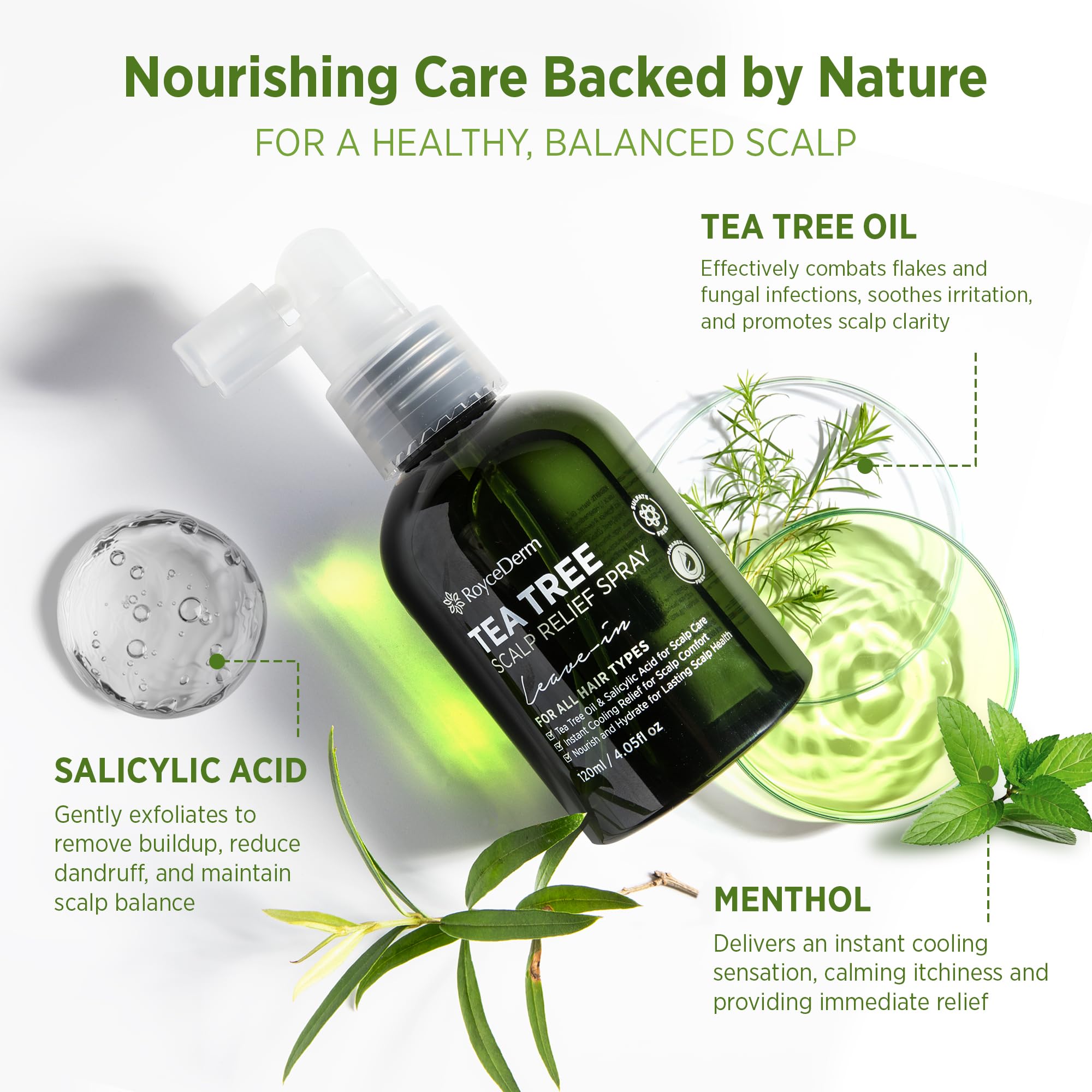 RoyceDerm being applied to scalp to soothe and reduce itch