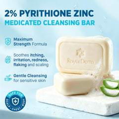 RoyceDerm soap side detail highlighting smooth texture and formula