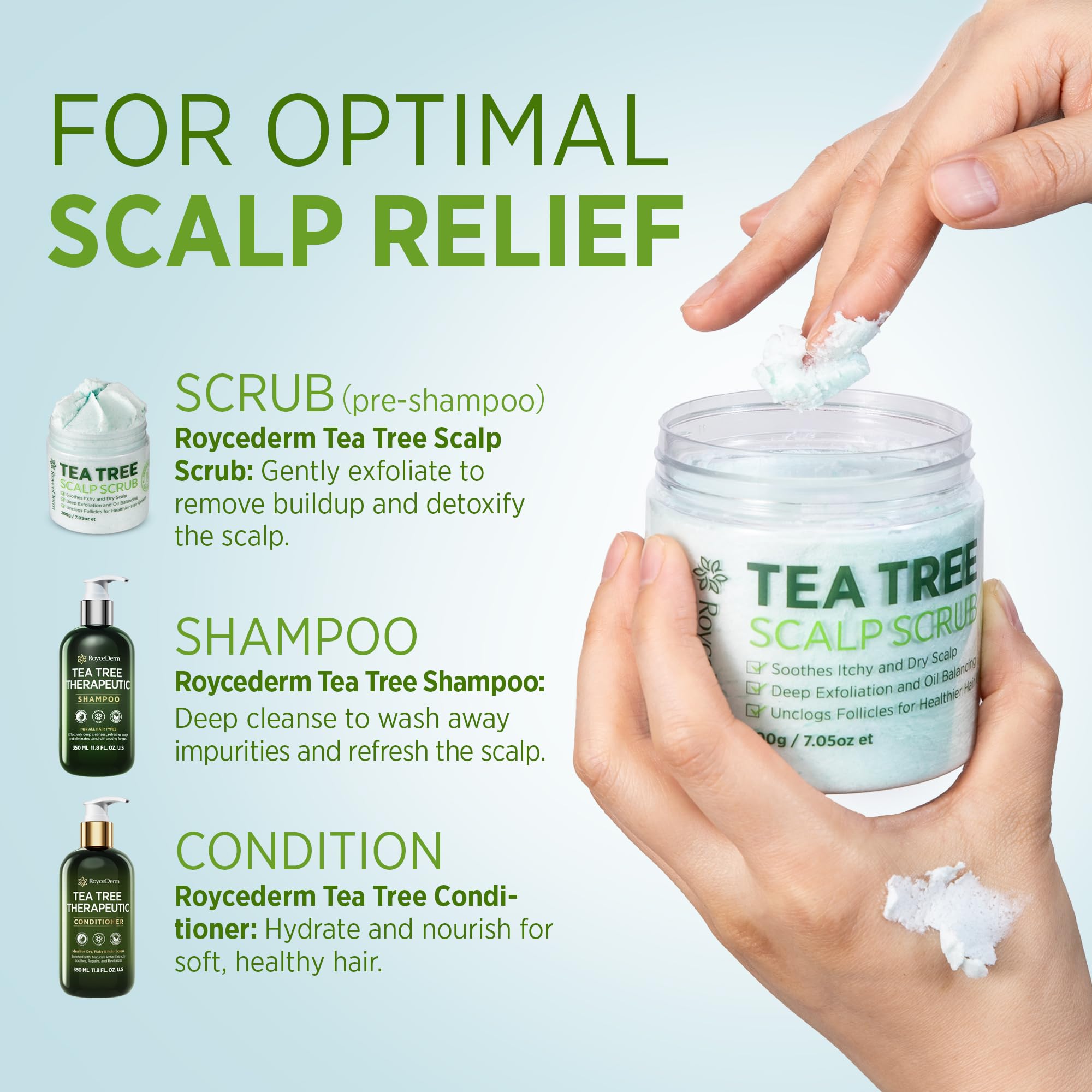 Roycederm bottle next to ruler showing size for travel-friendly pre-shampoo treatment