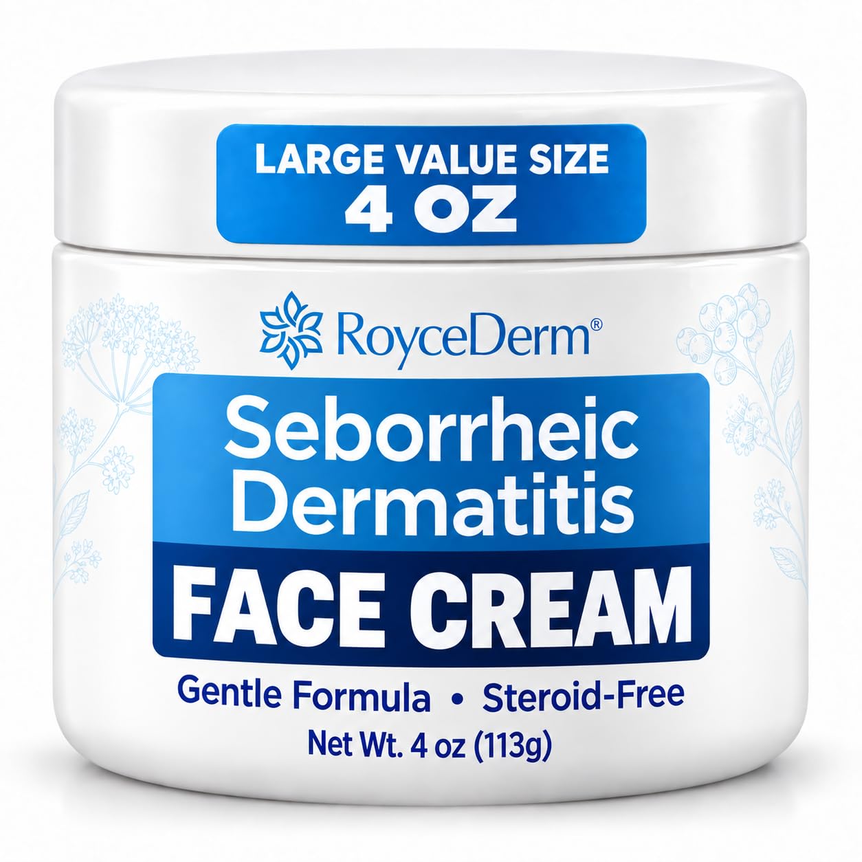 Roycederm front packaging 4 oz showing product identity and daily relief benefit