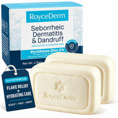 RoyceDerm bar soap front packaging showing medicated zinc benefit