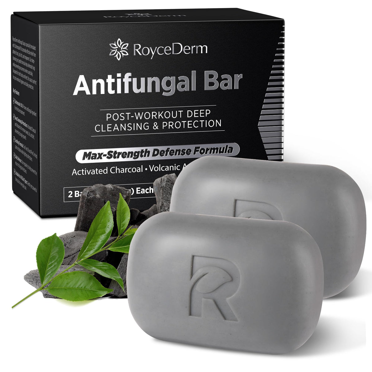 Roycederm front packaging showing two medicated bars and benefits