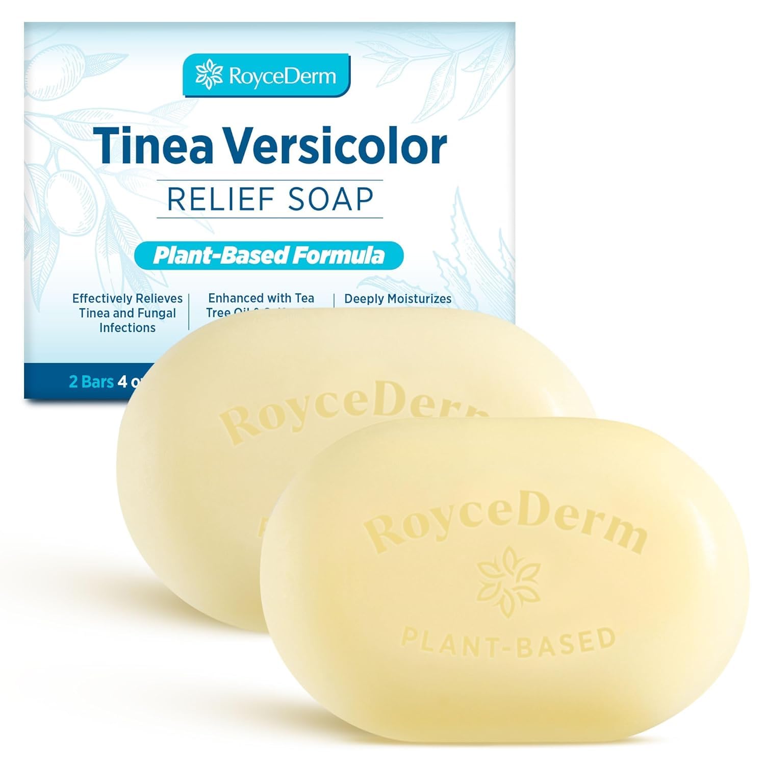 RoyceDerm bar front packaging showing label and benefits for clear use