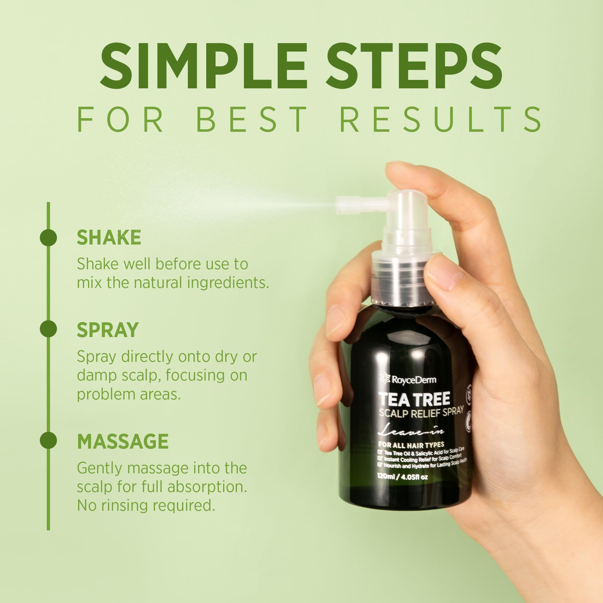 RoyceDerm label detail with ingredients for informed scalp care choices