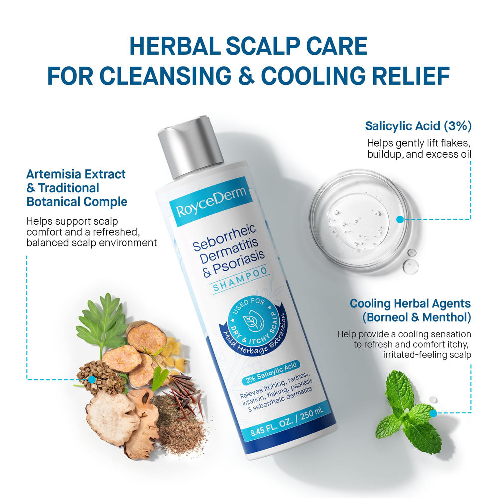 Roycederm lather and flake removal showing cleansing action and reduced flakes