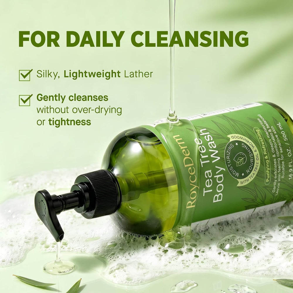 Roycederm in-use by man in shower showing post-workout freshness