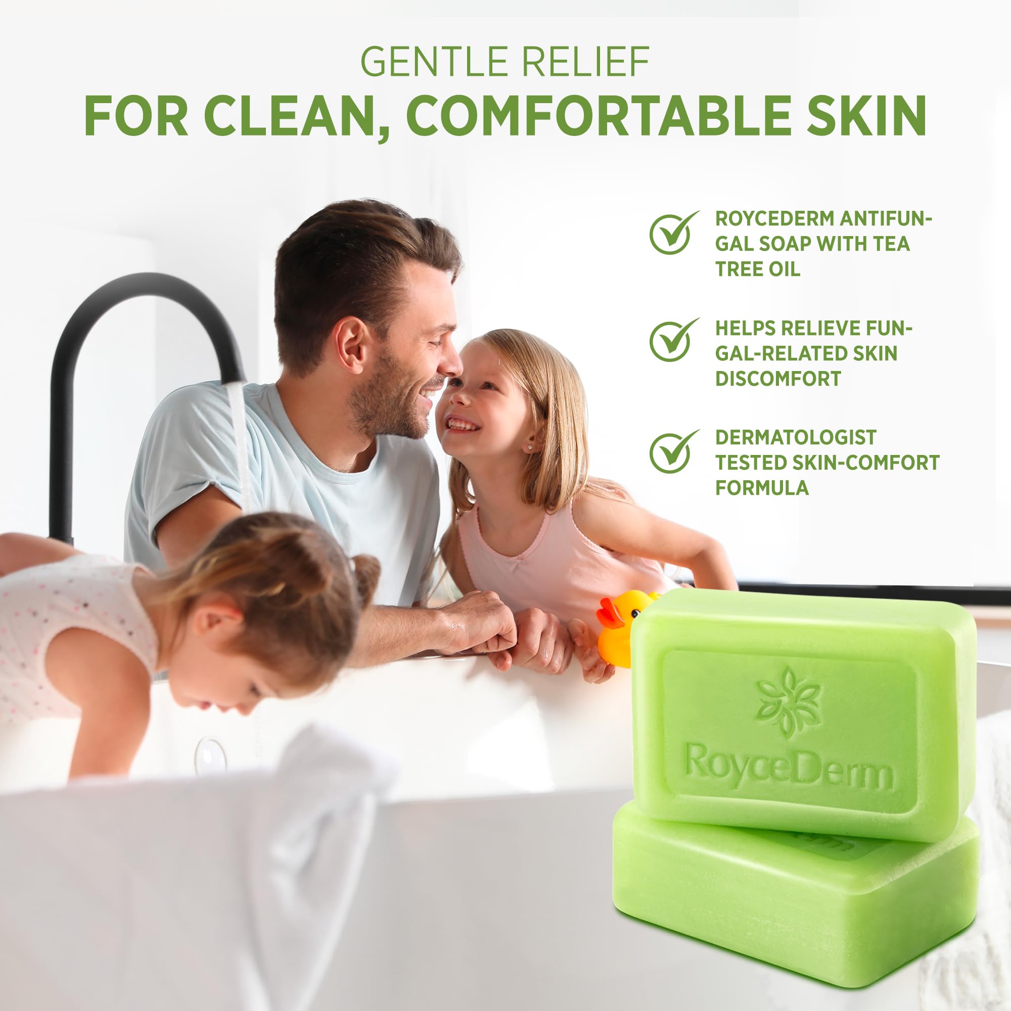 Roycederm soap inside gym bag illustrating leak-proof portability