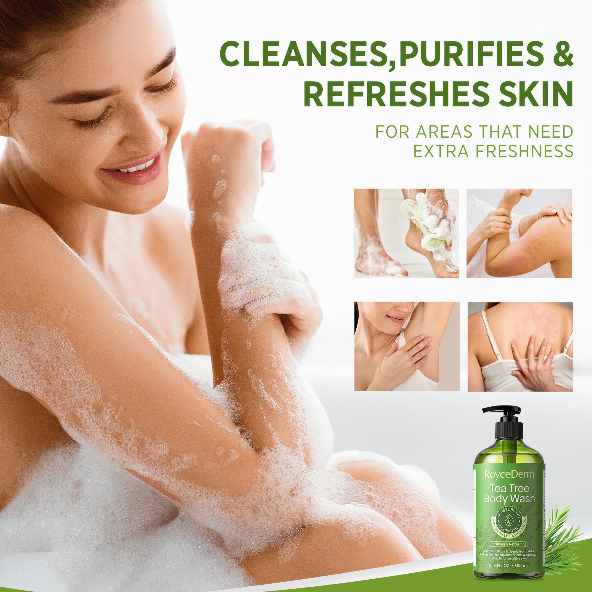 Roycederm creamy foam texture demonstrating rich lather and thorough cleansing