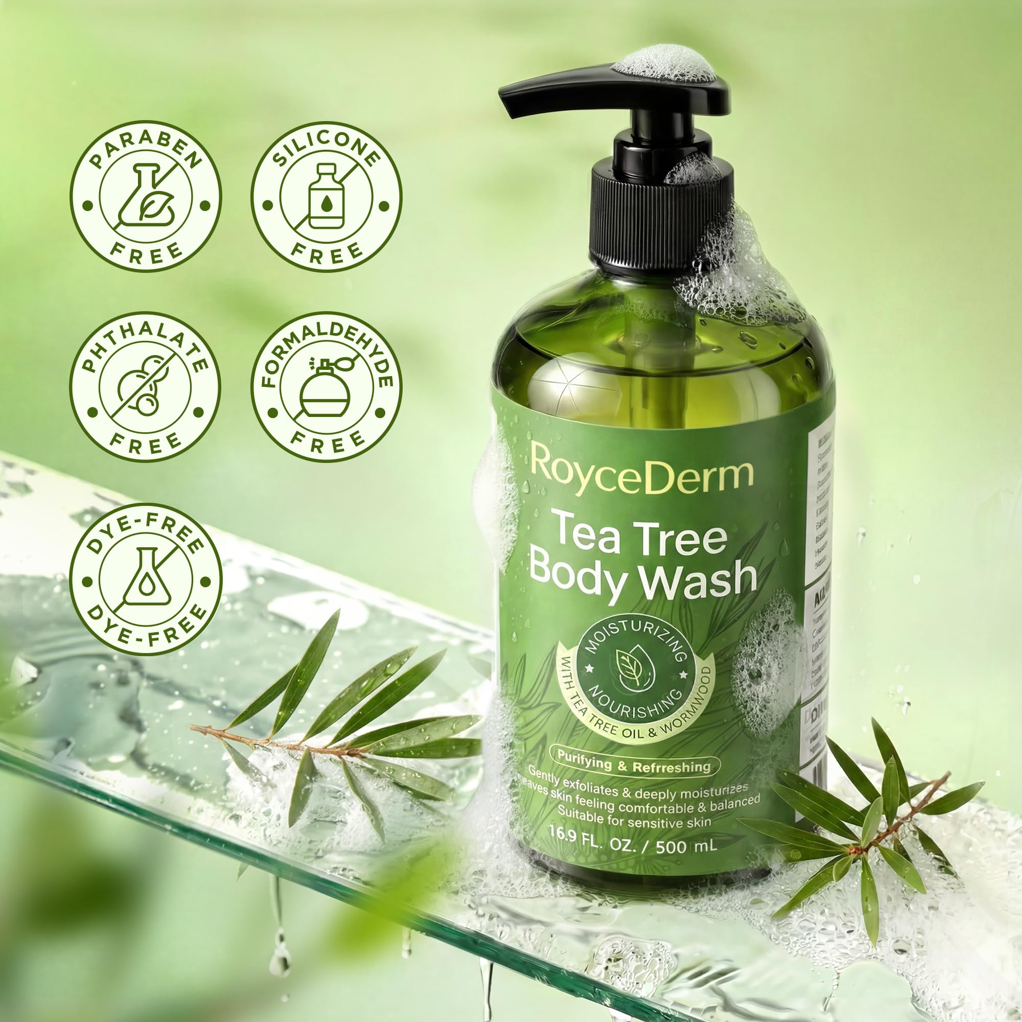 Roycederm packed in a gym bag and travel kit for on-the-go refreshing showers