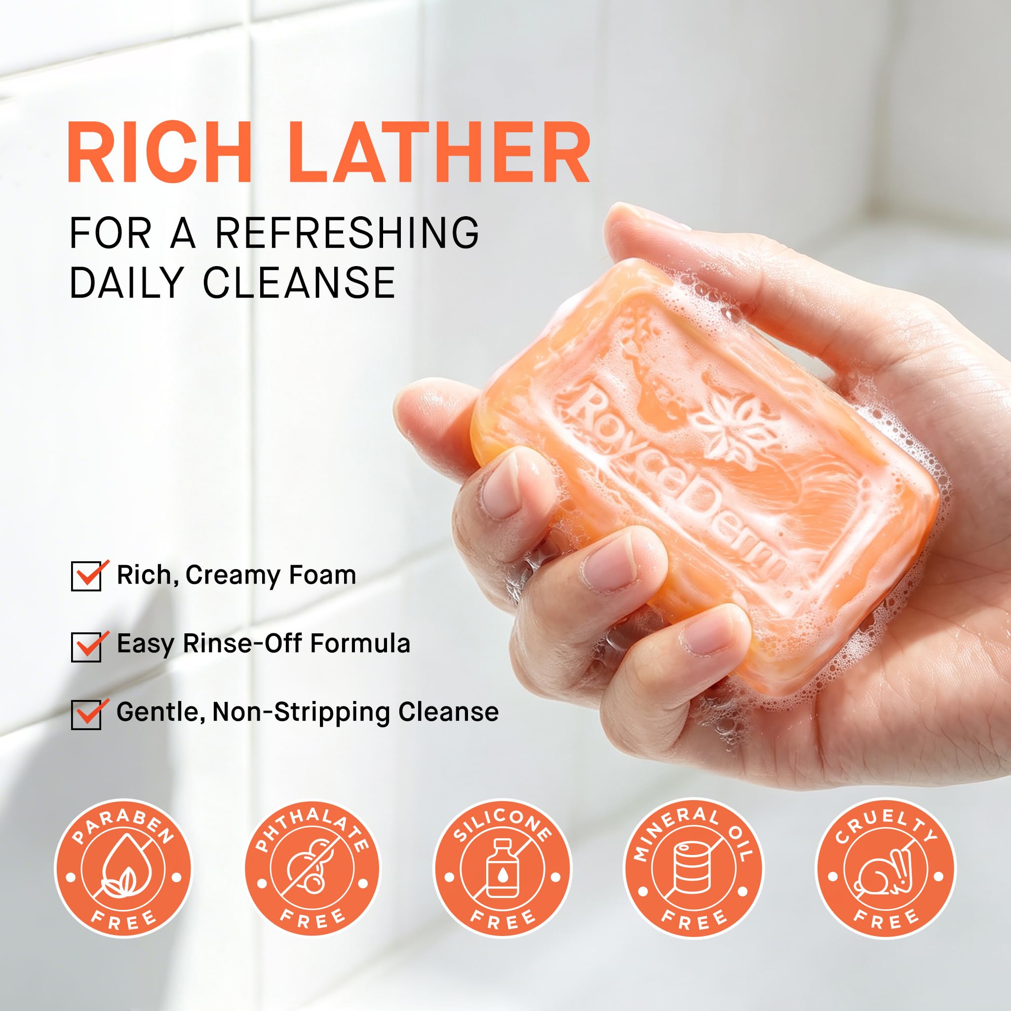Roycederm underarm use demo in shower illustrating targeted freshness