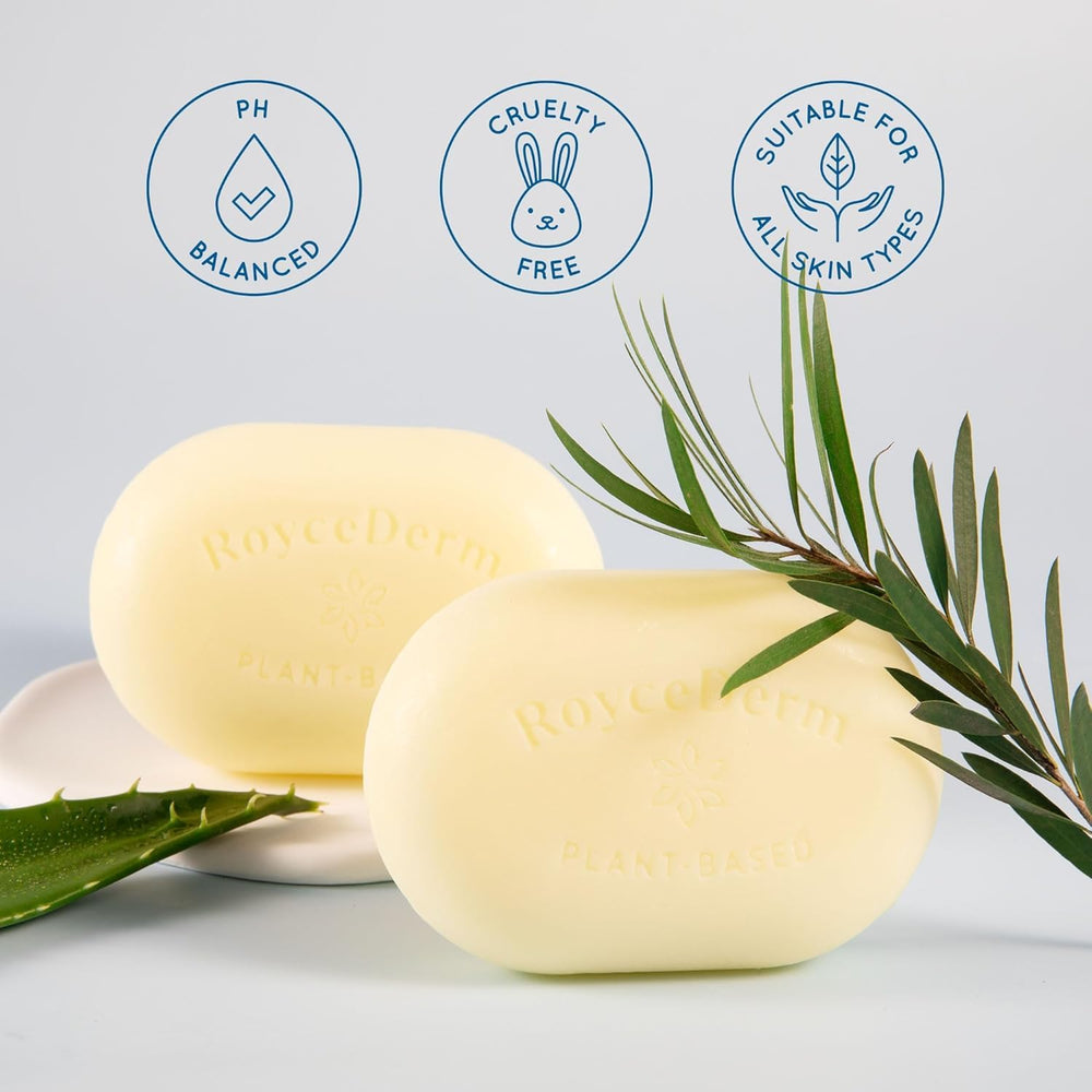 RoyceDerm soap beside Tinea Cream showing complementary routine benefits