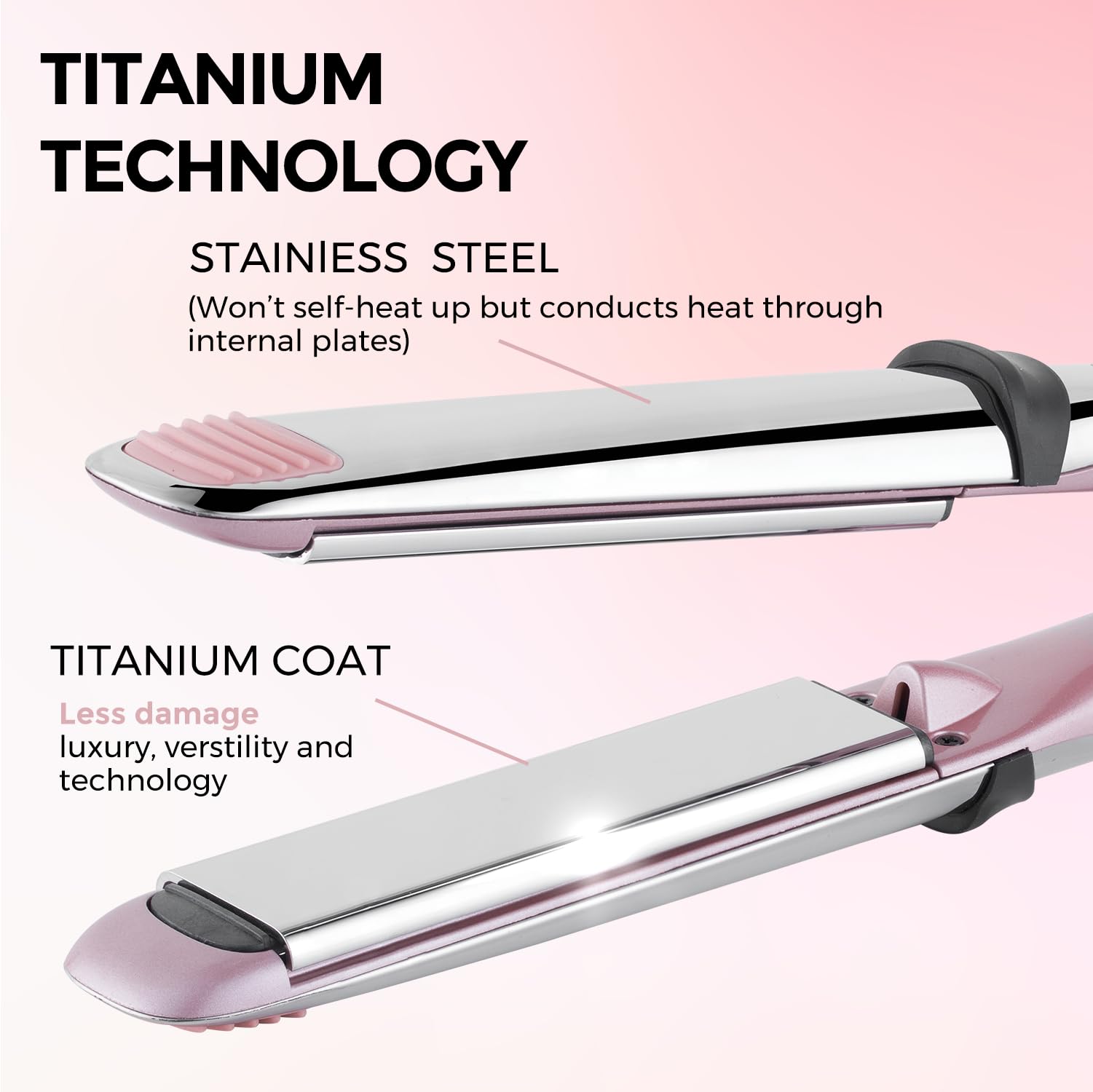 Rozamor closeup of titanium plates highlighting smooth finish and even heat
