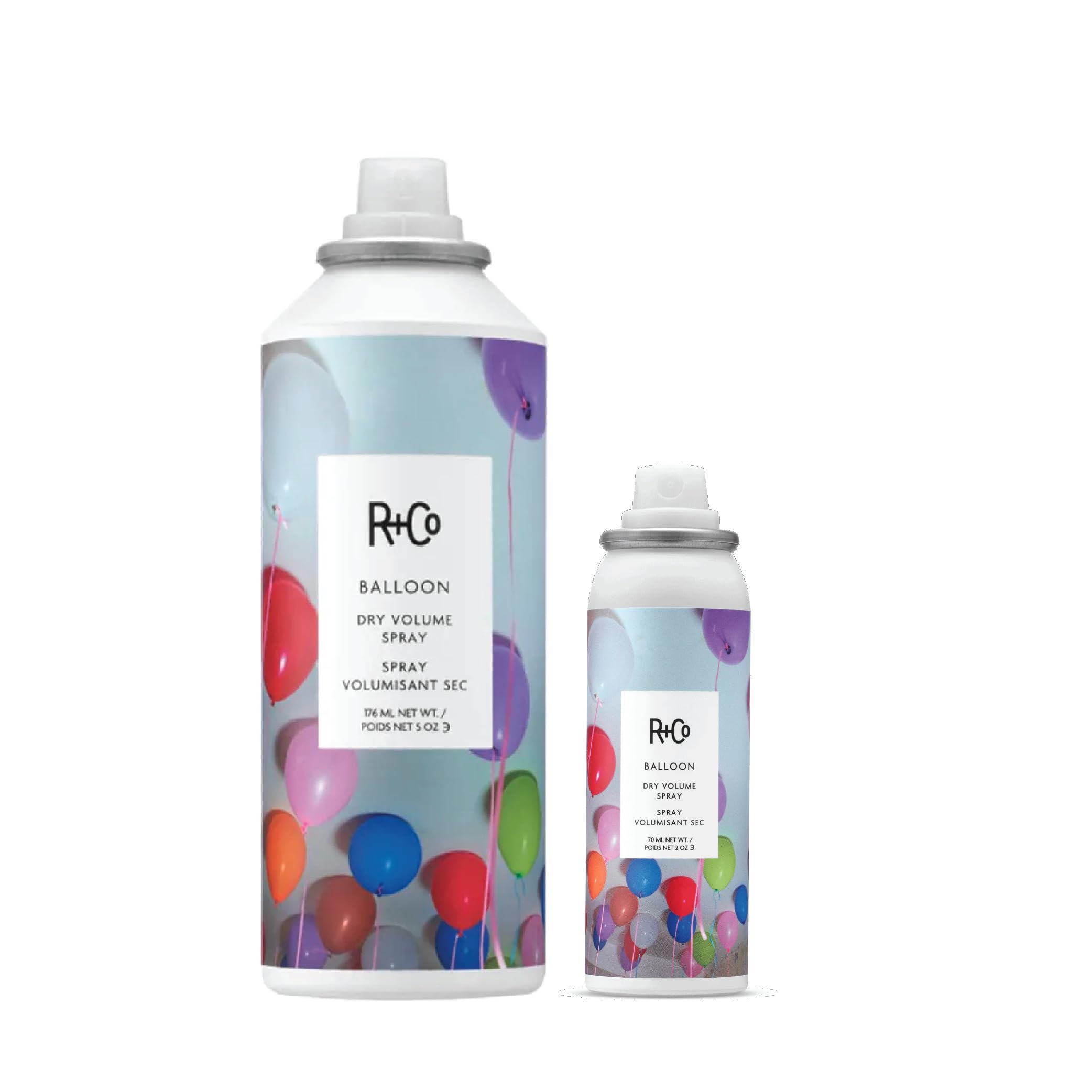 R+Co BALLOON front packaging showing duo set and benefits
