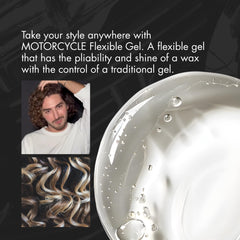 R+Co MOTORCYCLE gel texture close-up highlighting smooth shine and pliability