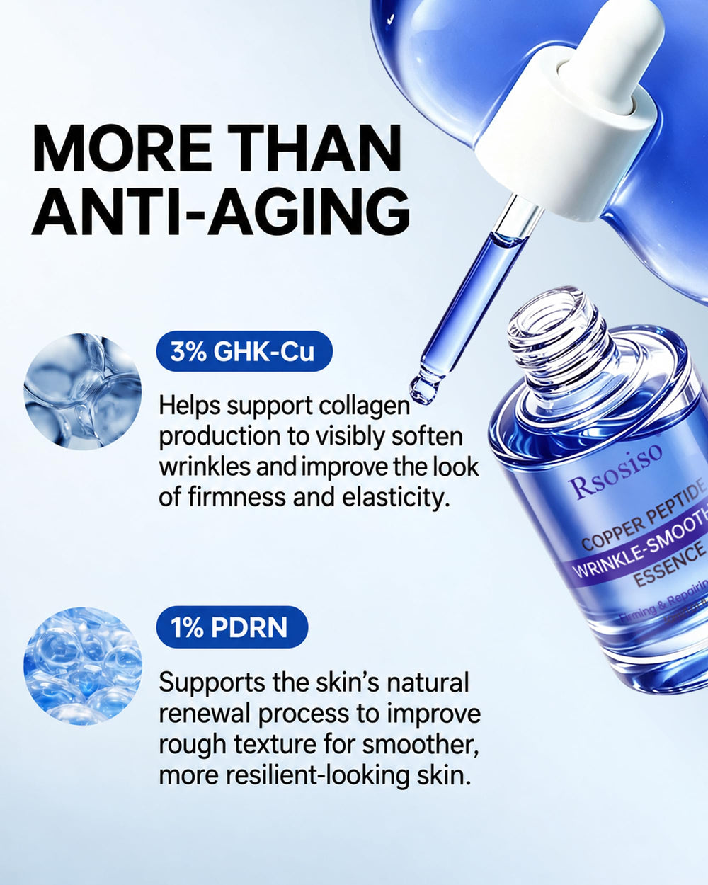 Rsosiso dropper dispensing clear serum for precise, mess-free application
