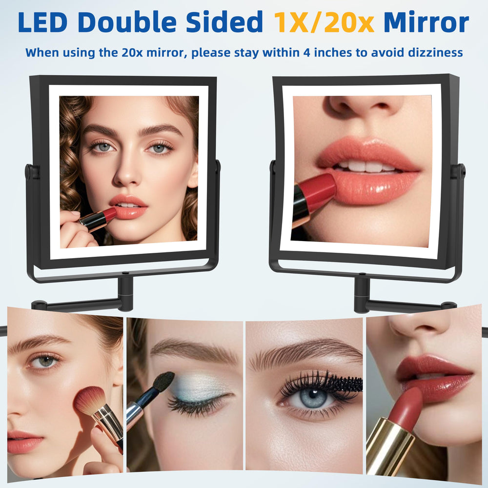 Ruacq mirror on a vanity in a lifestyle shot showing organized routine and improved grooming
