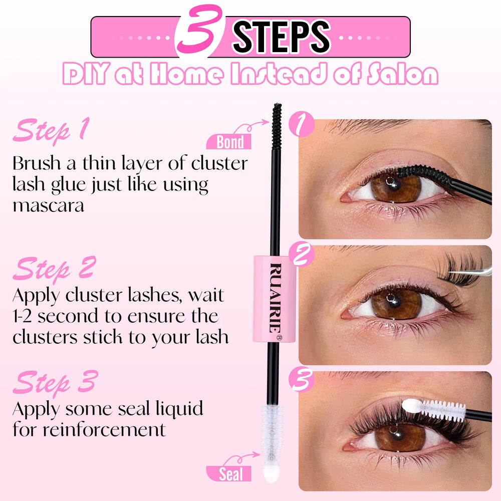 Ruairie glue being applied to natural lashes for precise, visible placement benefit