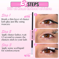 Ruairie glue being applied to natural lashes for precise, visible placement benefit
