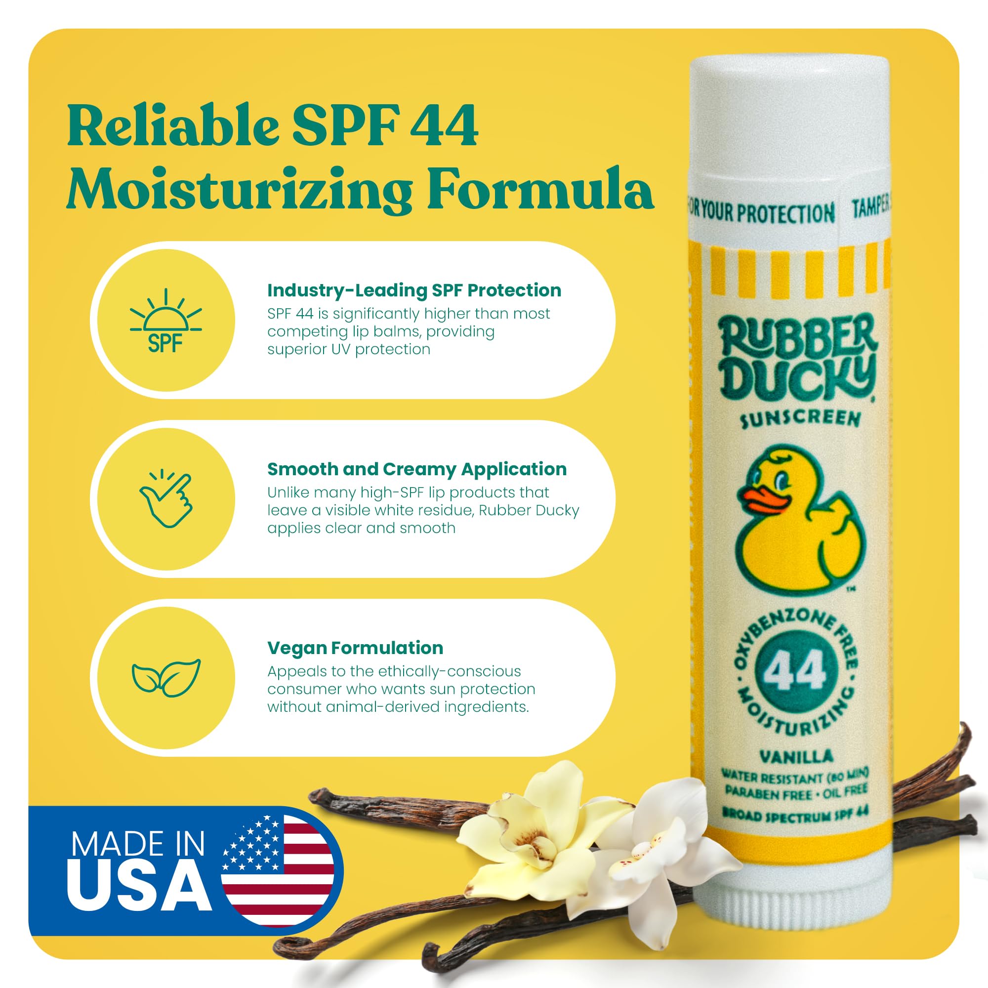 Rubber Ducky open stick revealing smooth clear texture for easy reapplication