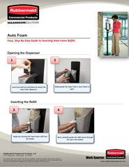 Rubbermaid refill nozzle close-up highlighting sealed hygienic design