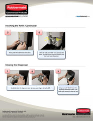 Rubbermaid refill installed in Flex dispenser in restroom for easy maintenance