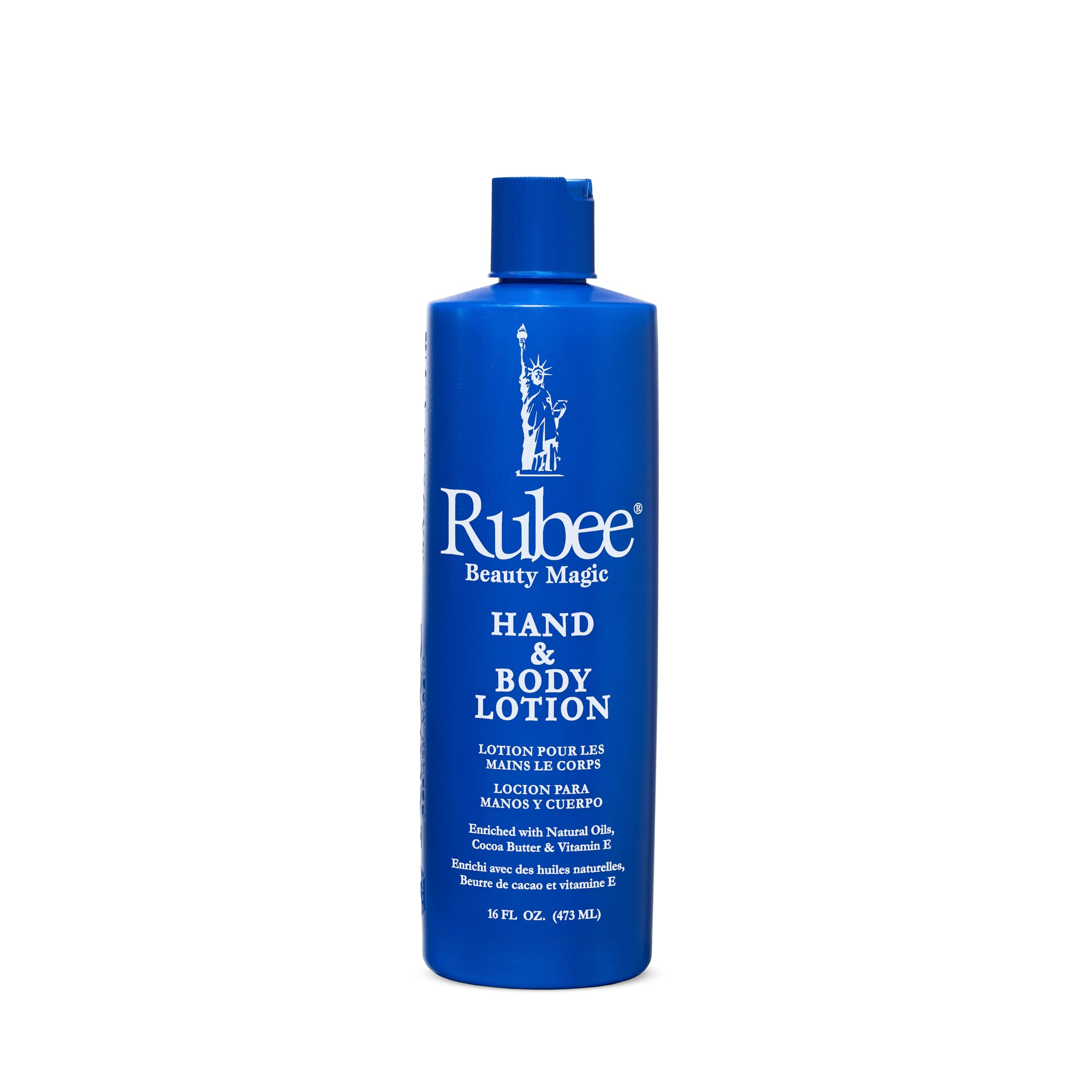 RUBEE lotion in use on hands demonstrating instant softening benefit
