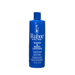 RUBEE lotion in use on hands demonstrating instant softening benefit