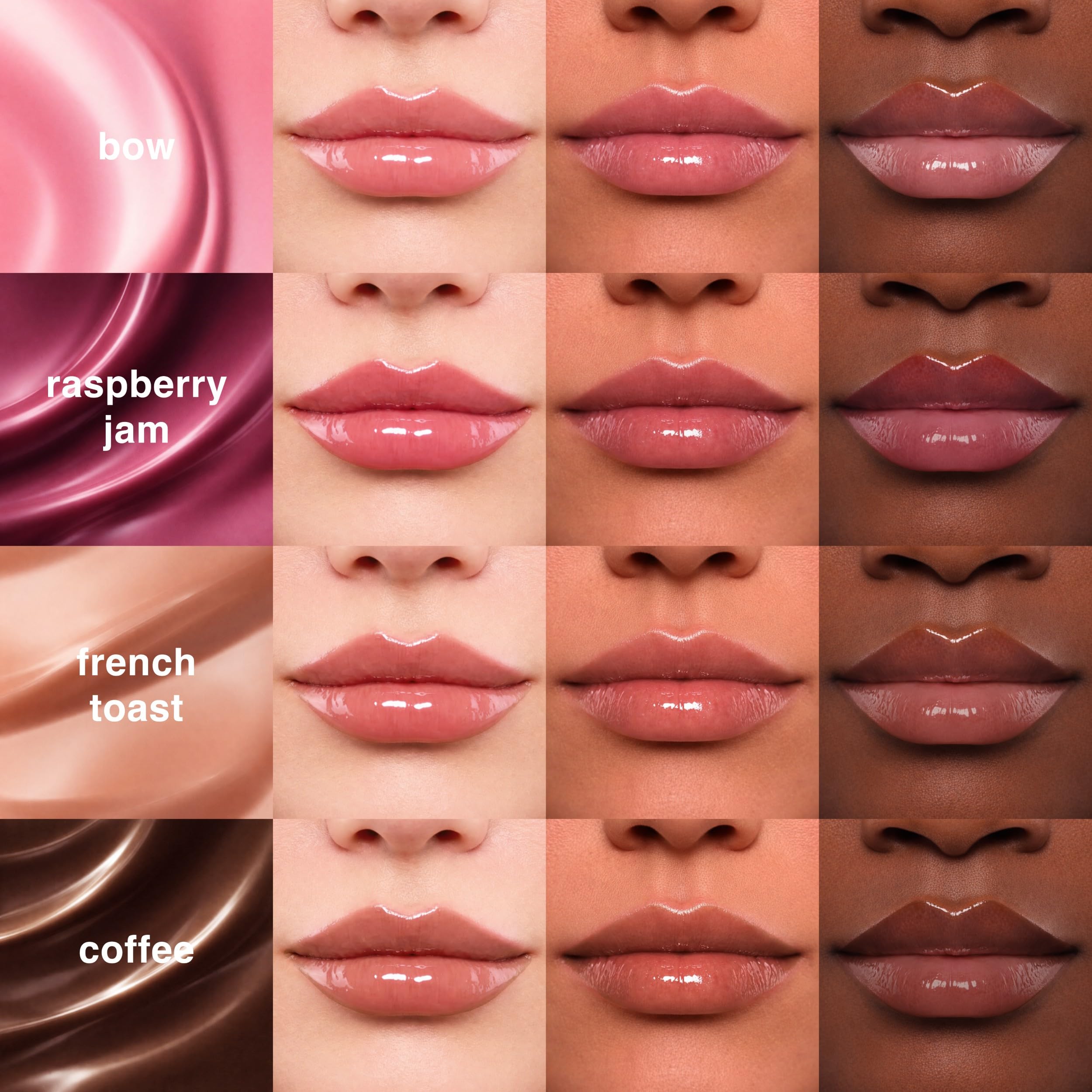 Ruby & Millie tint swatch collection on skin illustrating shade options benefit