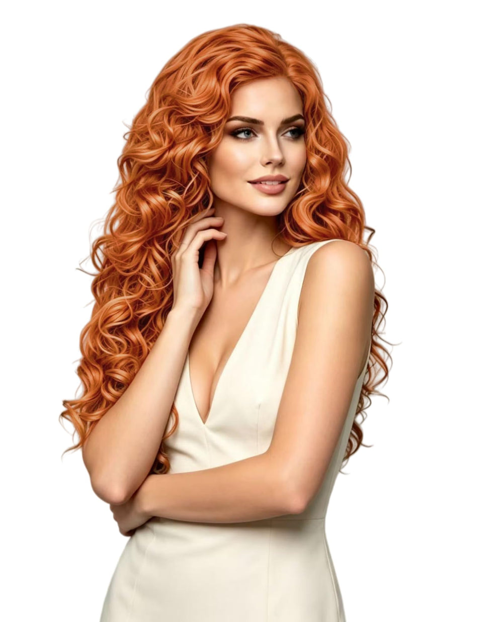 Rugelyss side profile highlighting long wavy kinky curly movement benefit