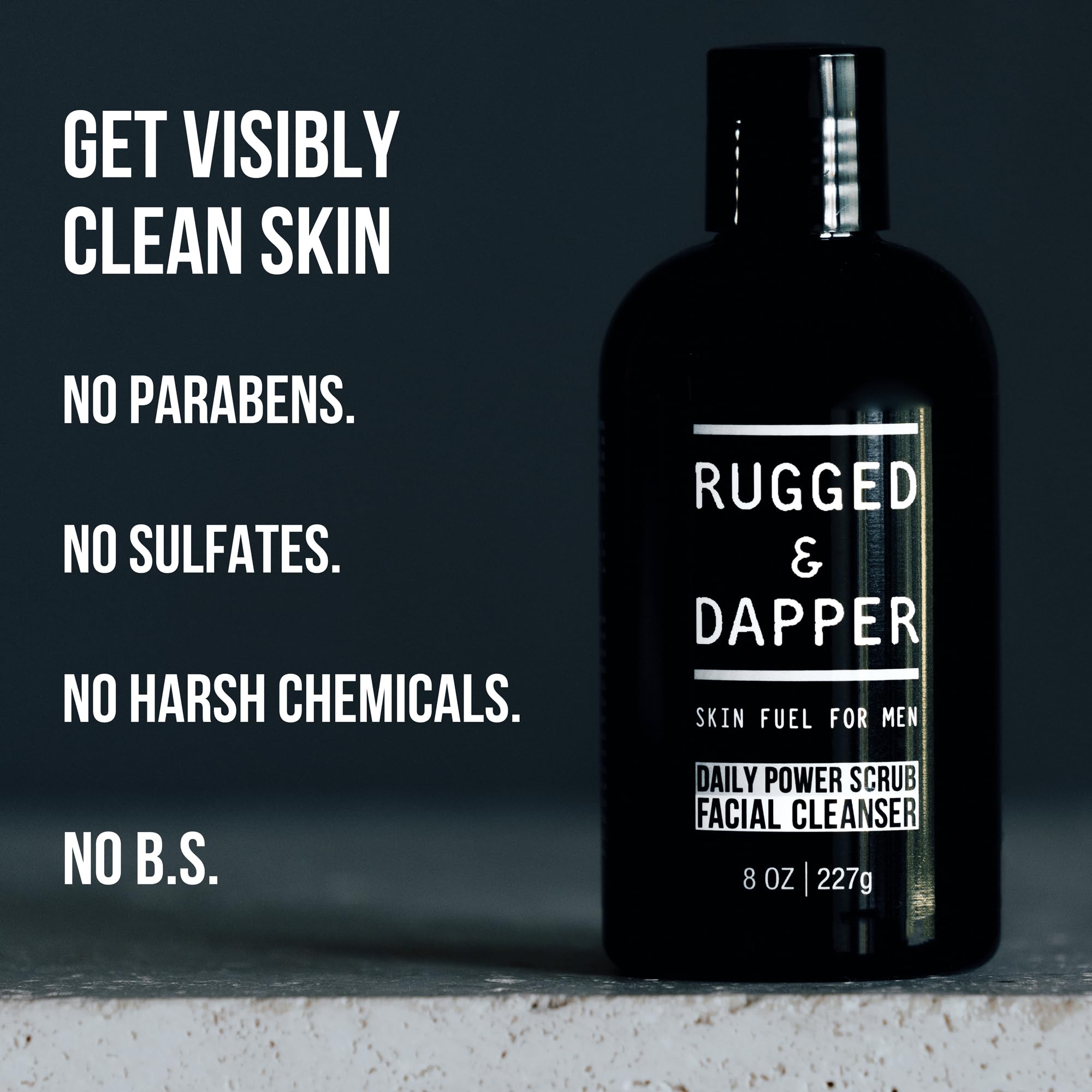 RUGGED & DAPPER before and after skin texture showing smoother complexion benefit