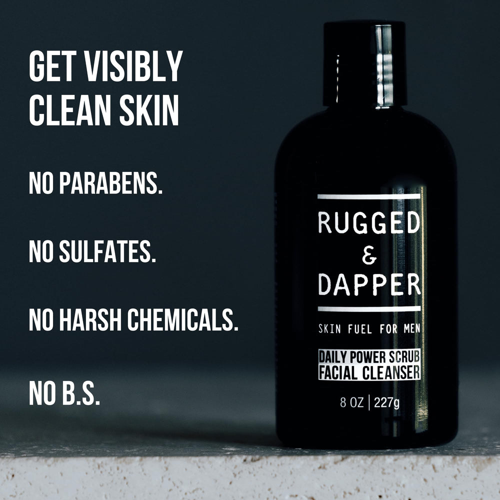 RUGGED & DAPPER before and after skin texture showing smoother complexion benefit