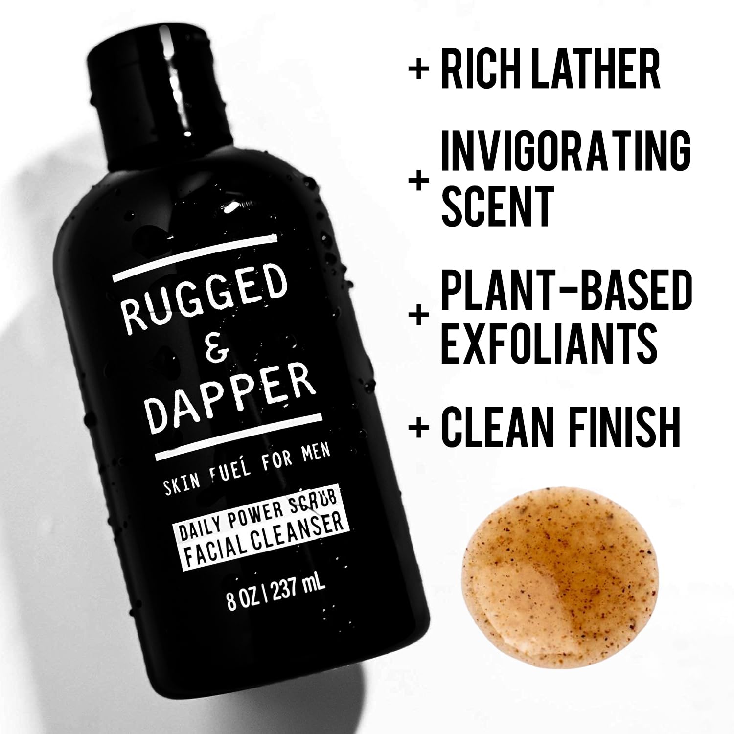 RUGGED & DAPPER ingredients flatlay featuring botanical extracts and peptides