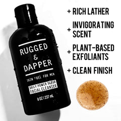RUGGED & DAPPER ingredients flatlay featuring botanical extracts and peptides