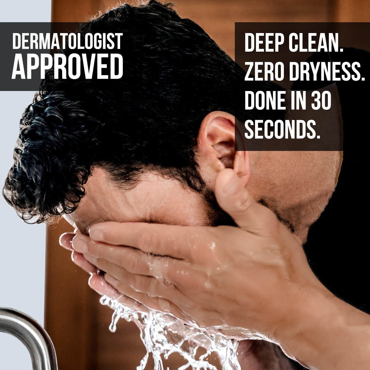RUGGED & DAPPER man washing face in shower for deep cleanse benefit