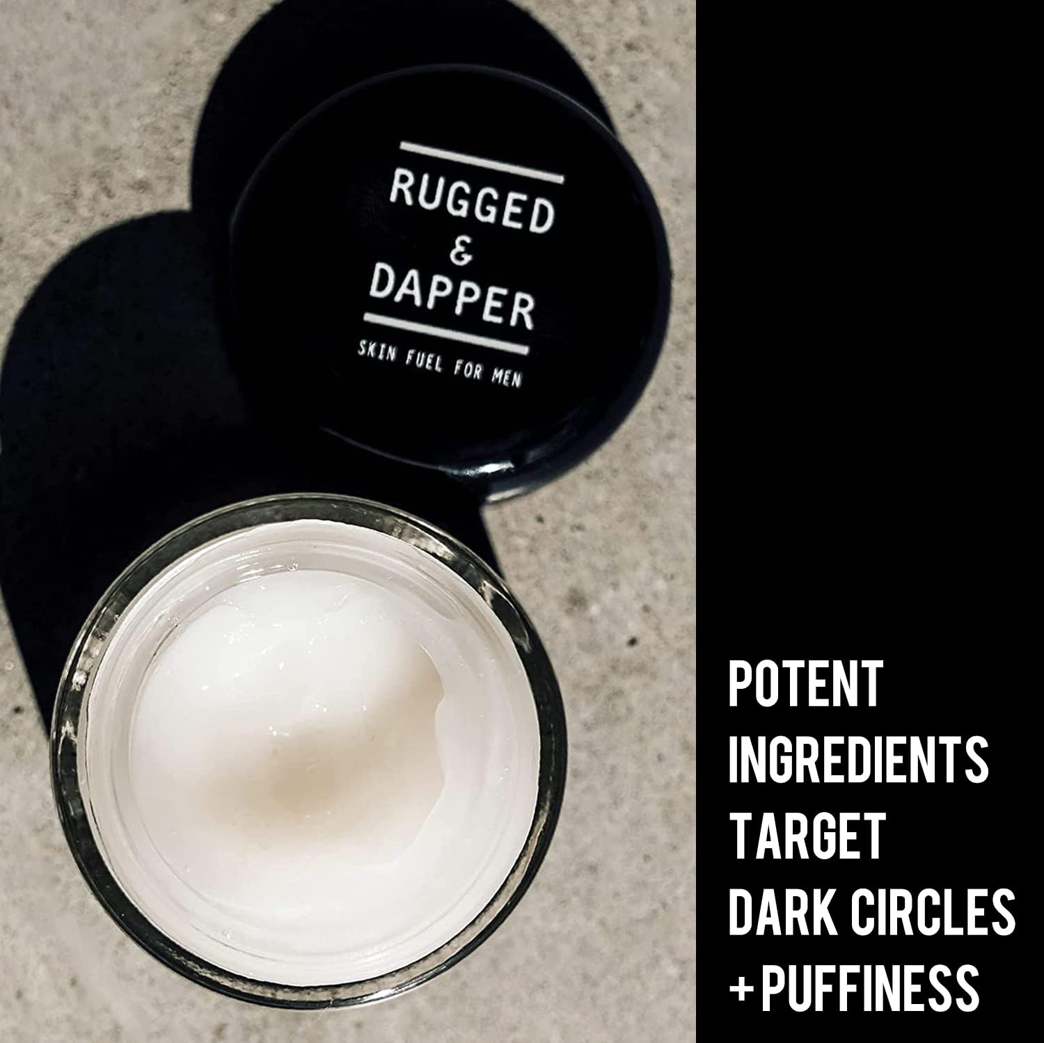 RUGGED & DAPPER tube label detail conveying ingredient transparency and trust