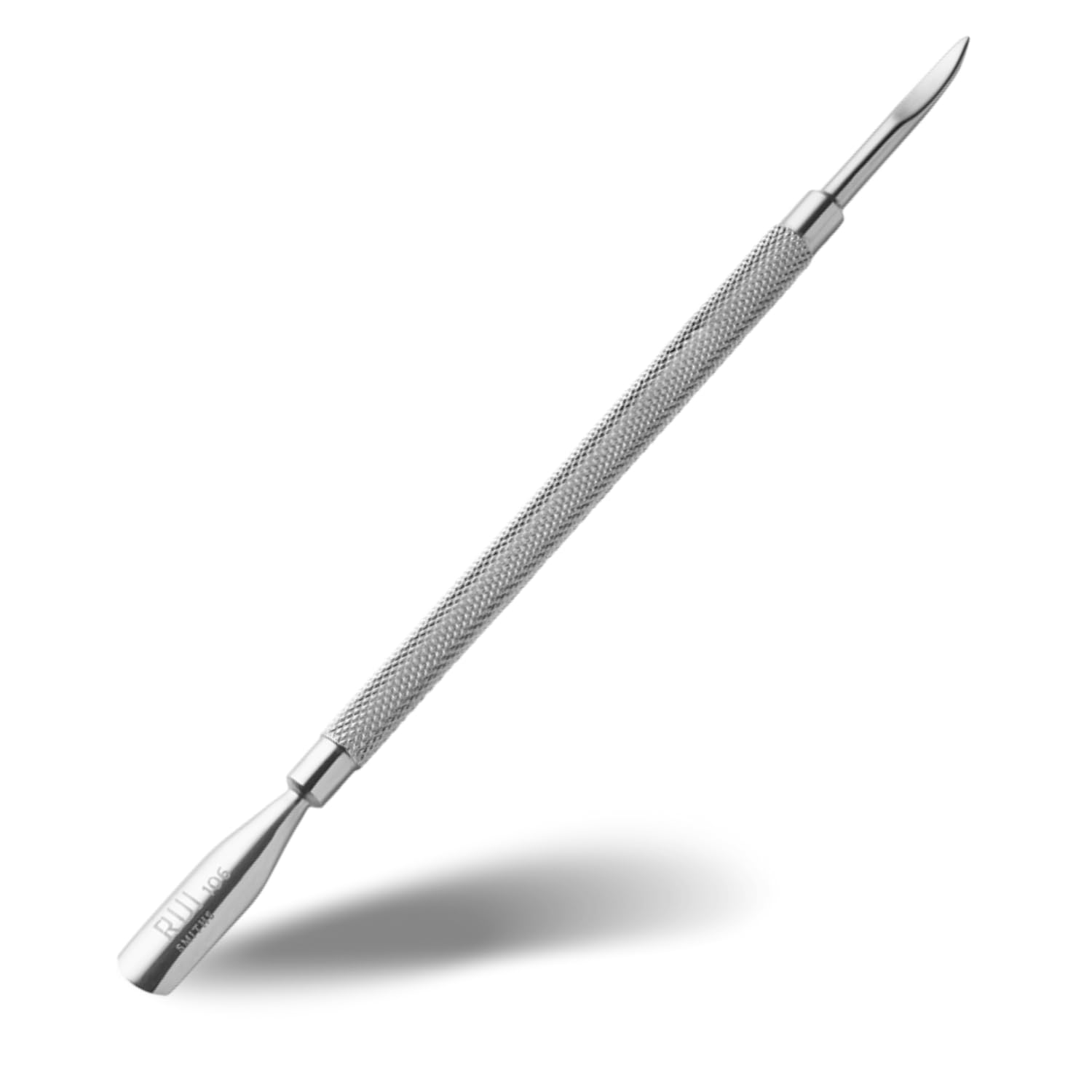Rui Smiths front view of dual-ended cuticle pusher showing both ends for efficient use