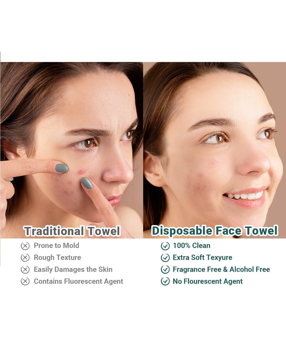 RUIJIU towel removing makeup wet, illustrating strong wet durability benefit