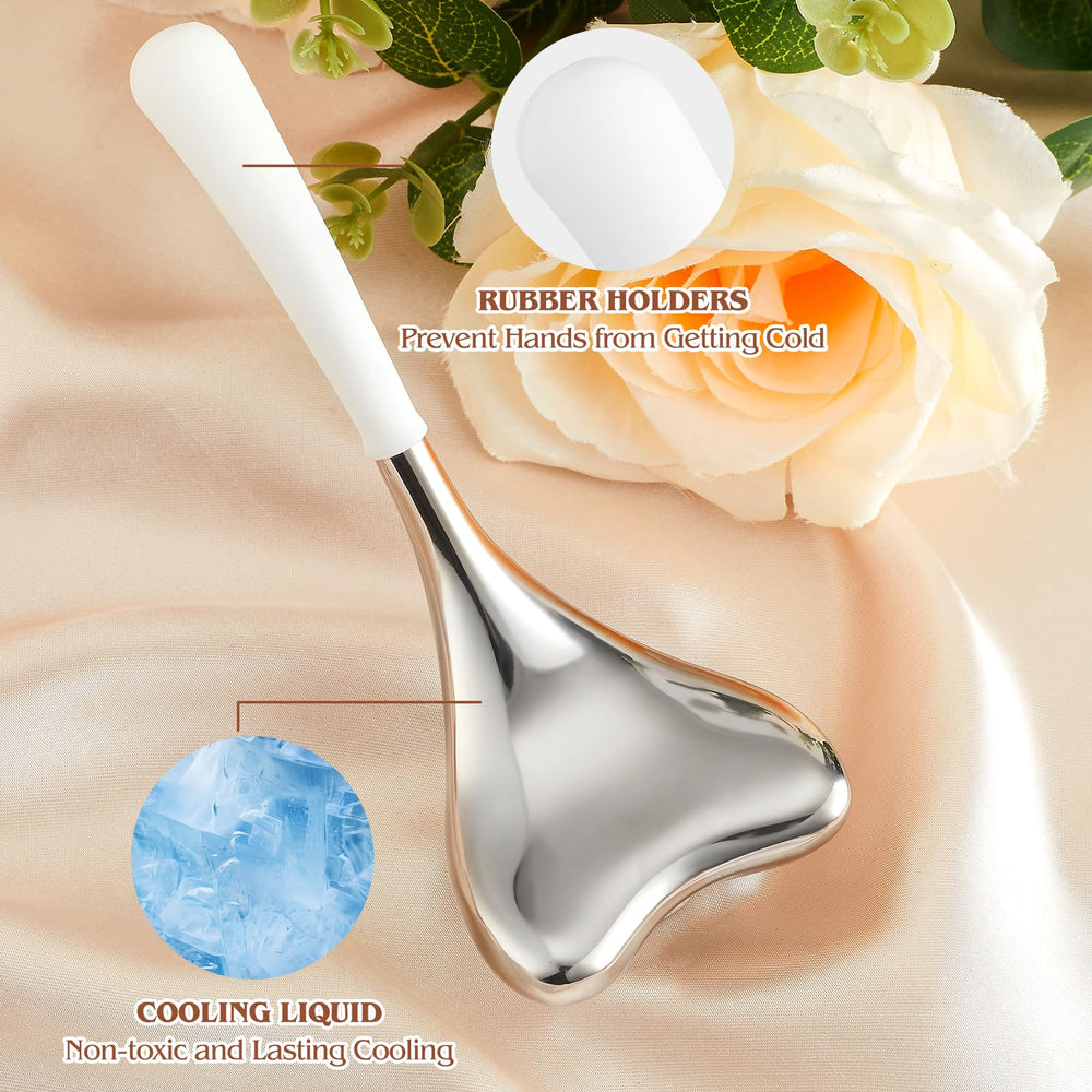 Running man cryo stick beside makeup items to show compact scale and travel-ready design