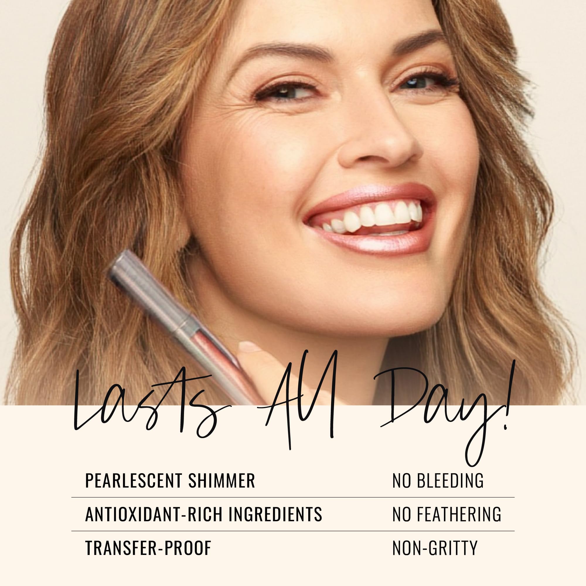 Runway Rogue closeup on lips showcasing frosted nude-pink that lasts and looks polished