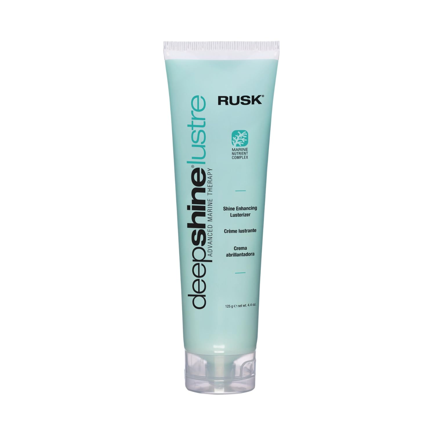 RUSK Deepshine front jar showing packaging and glossy hair benefit