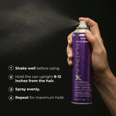 RUSK finishing spray used on blonde updo showing added shine and frizz control