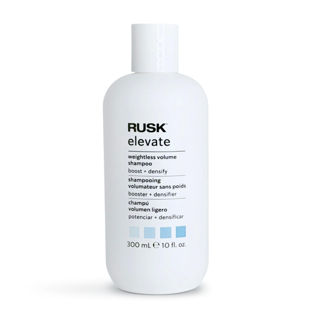RUSK Elevate front bottle showing clean packaging and volume benefit