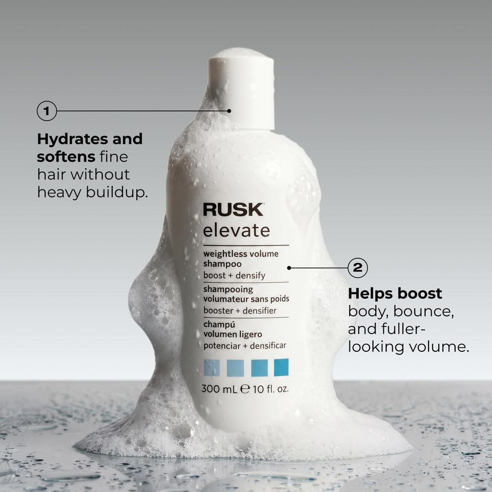 RUSK Elevate foam texture in hand showing gentle cleansing benefit